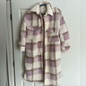 Plaid Mauve and Cream Coat